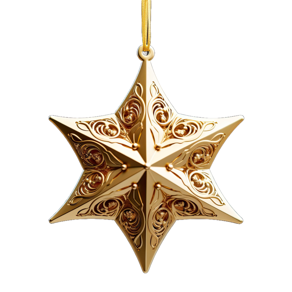 AI generated Christmas decoration gold star png