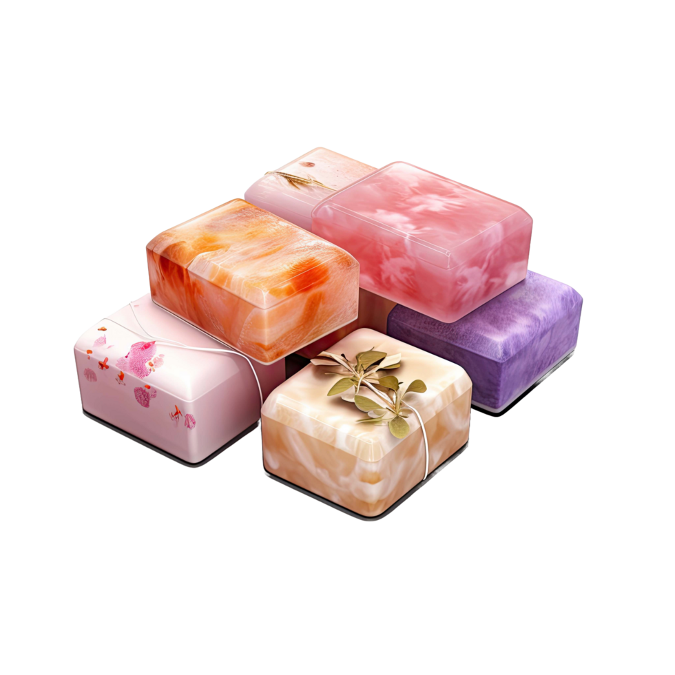 AI generated Assorted Handmade Soaps isolated on transparent background png