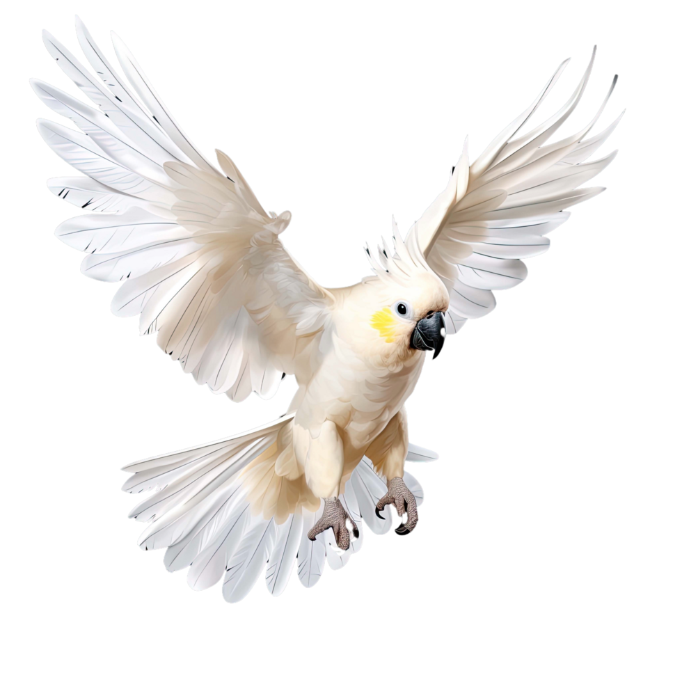 AI generated Beautiful cockatoo parrot flying isolated on transparent background png