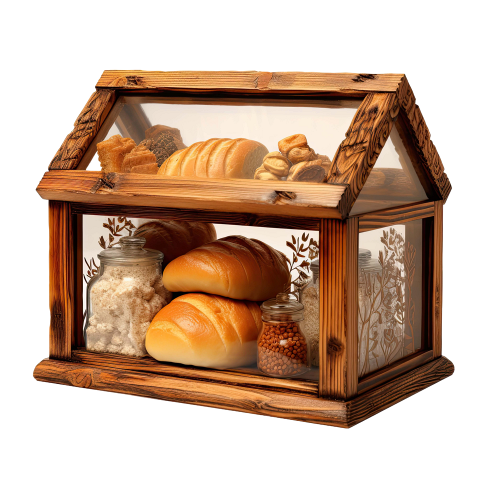 AI generated Wooden Bread Box Farmhouse on a transparent background png