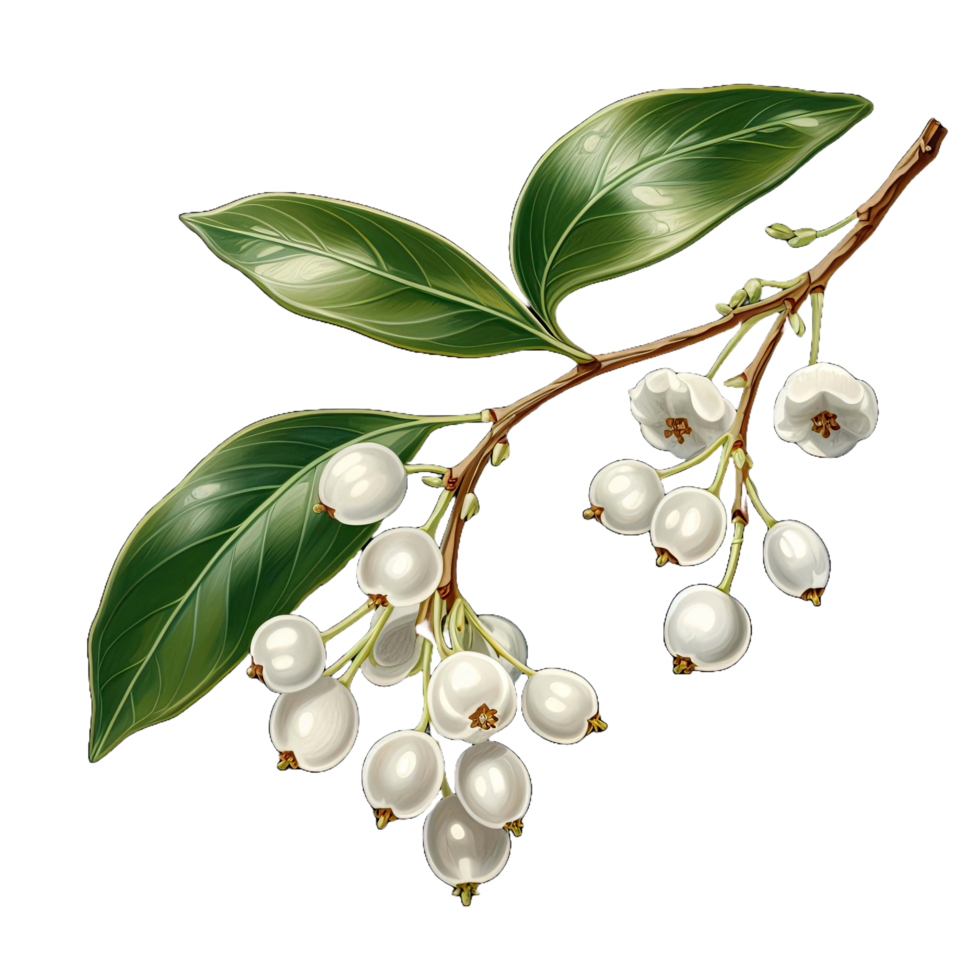 AI generated A mistletoe sprig with white berries isolated on a transparent background png