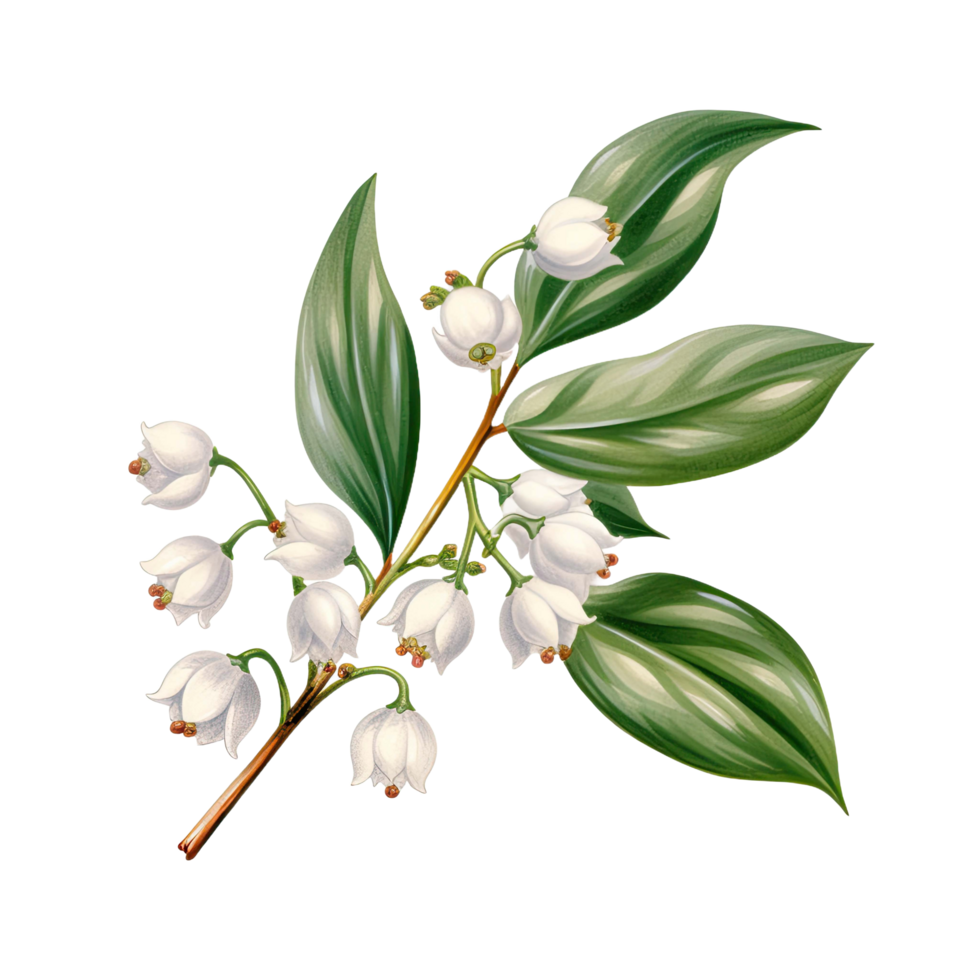 AI generated A mistletoe sprig with white berries isolated on a transparent background png