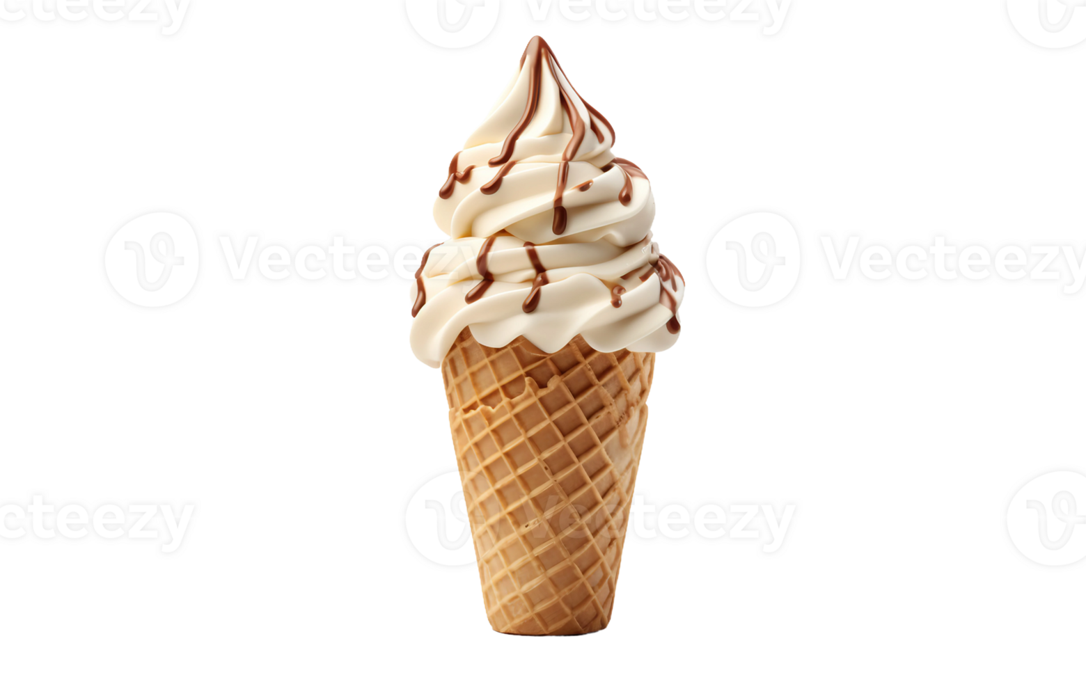 AI generated Ice Cream Cone on Transparent Background, PNG format