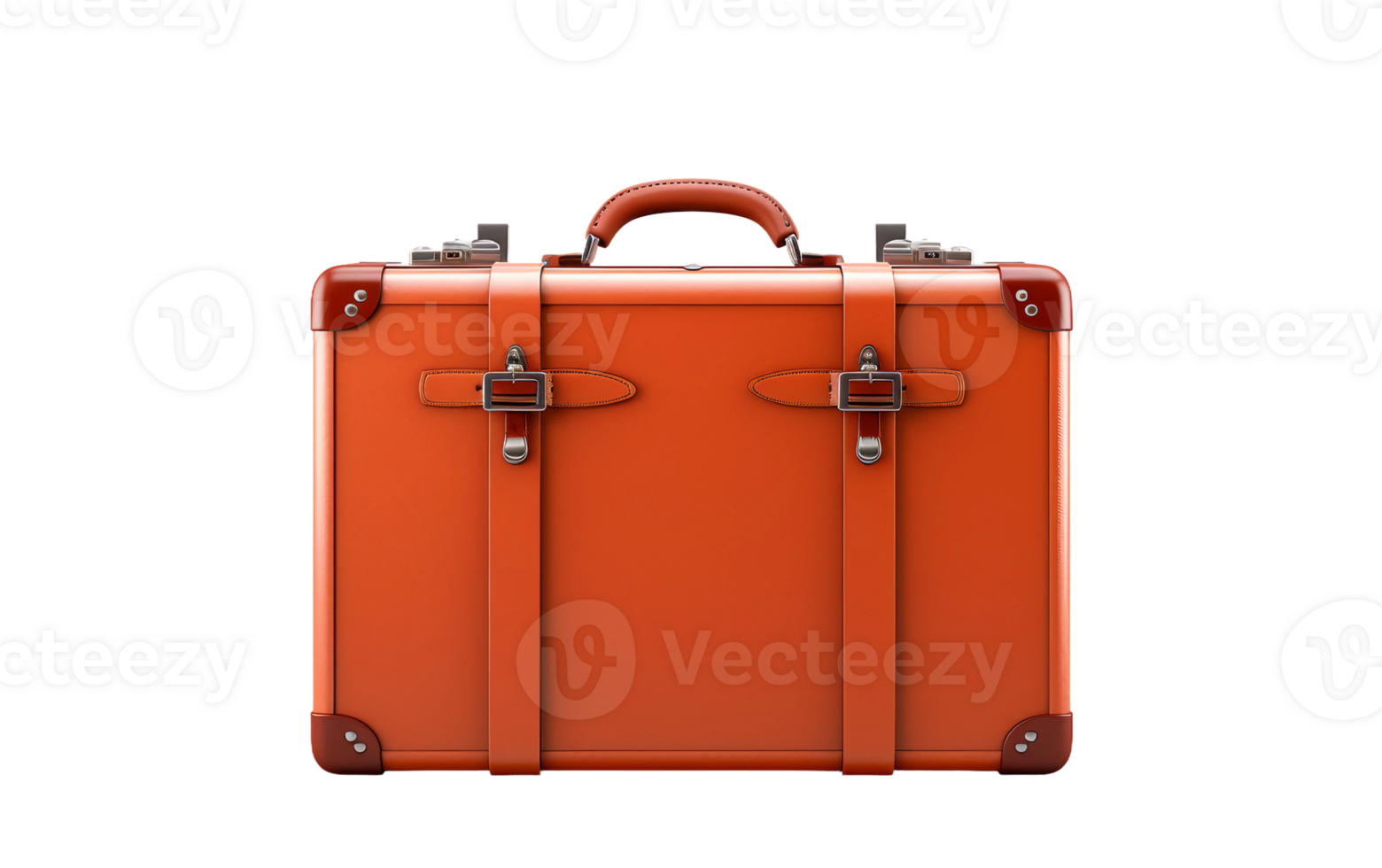 AI generated Elegant Suitcase on Transparent Background in Orange png