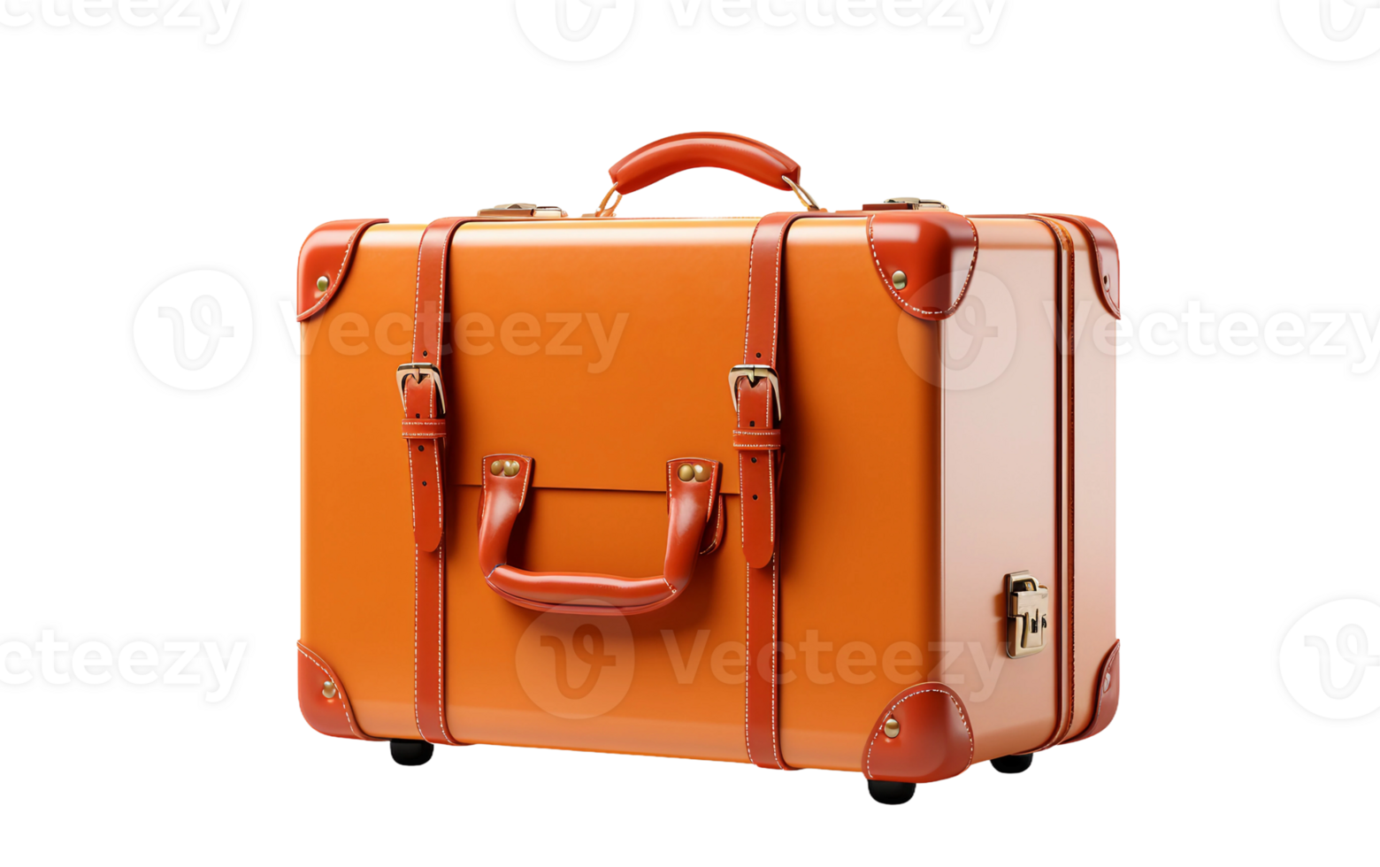 AI generated Elegant Suitcase on Transparent Background in leather png