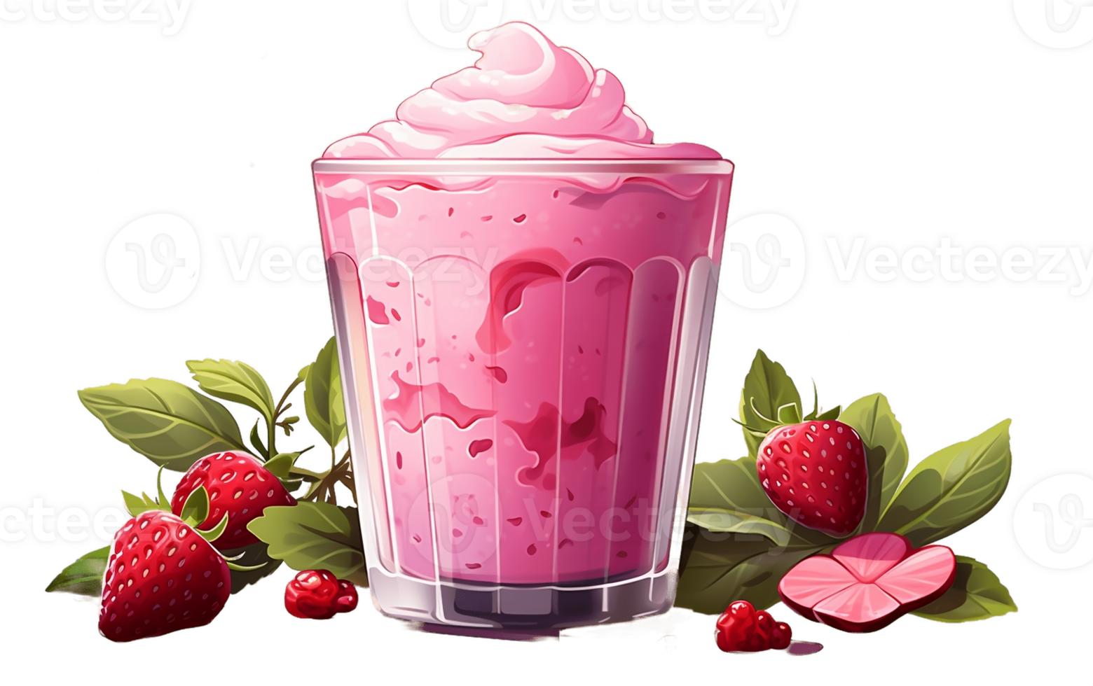 AI generated Strawberry Smoothie Isolated on Transparent Background Generative AI png