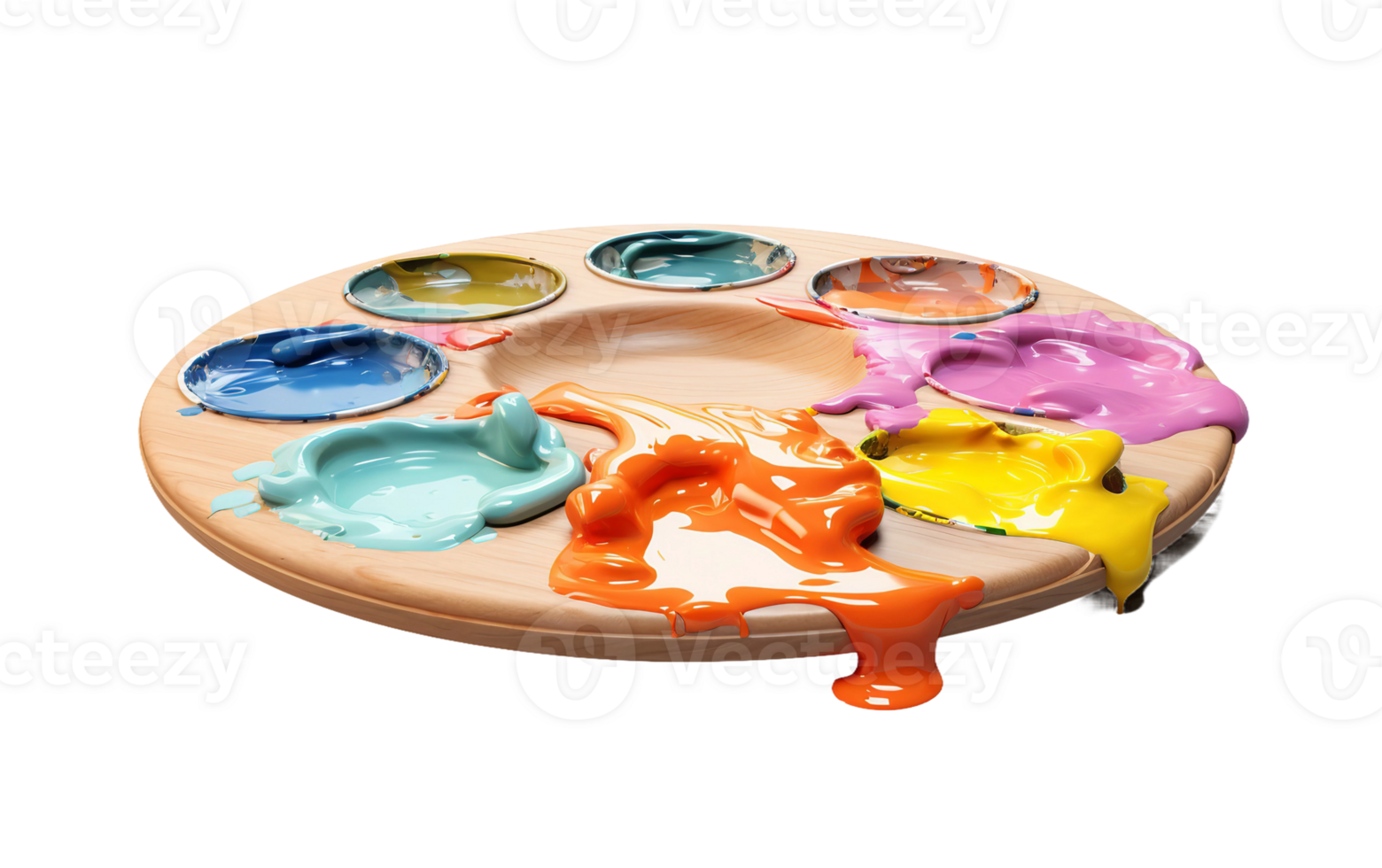 AI generated Paint Palette on Transparent Background, PNG format