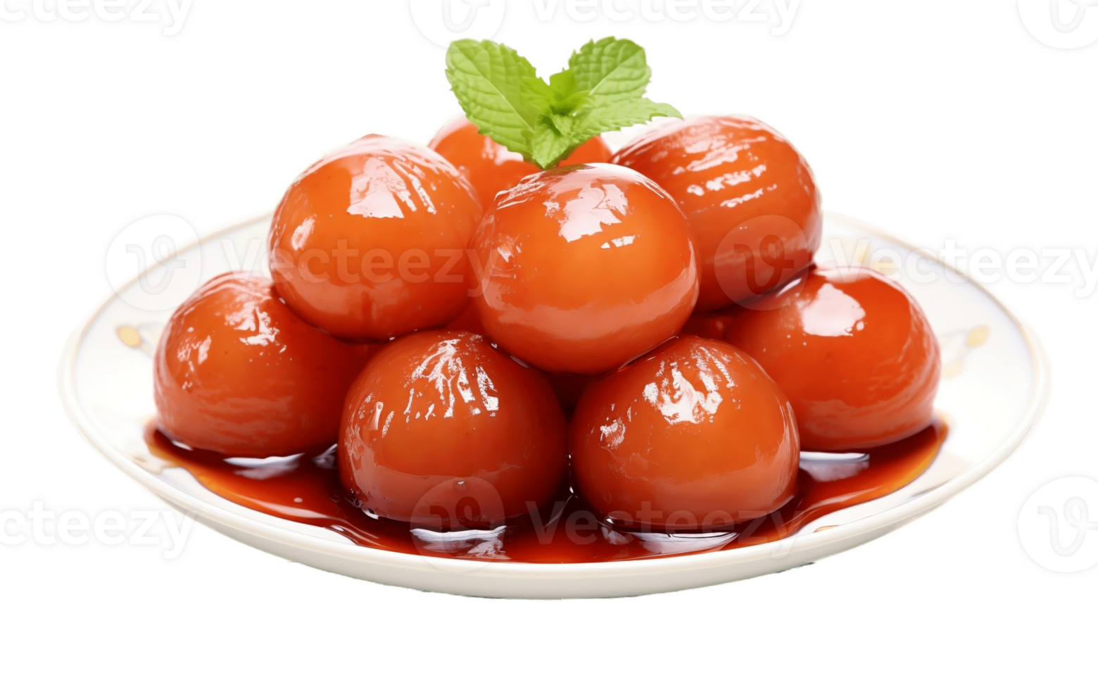 AI generated Clear Syrupy Gulab Jamun Isolated on Transparent Background Generative AI png