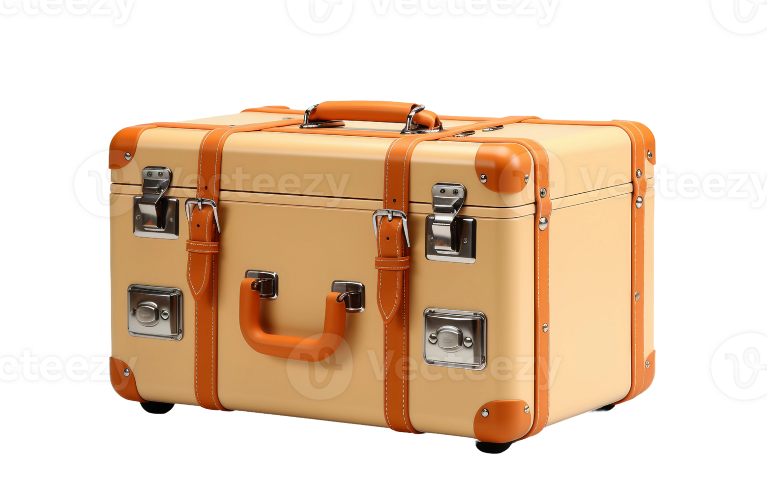 AI generated Elegant Suitcase on Transparent Background in Peach png