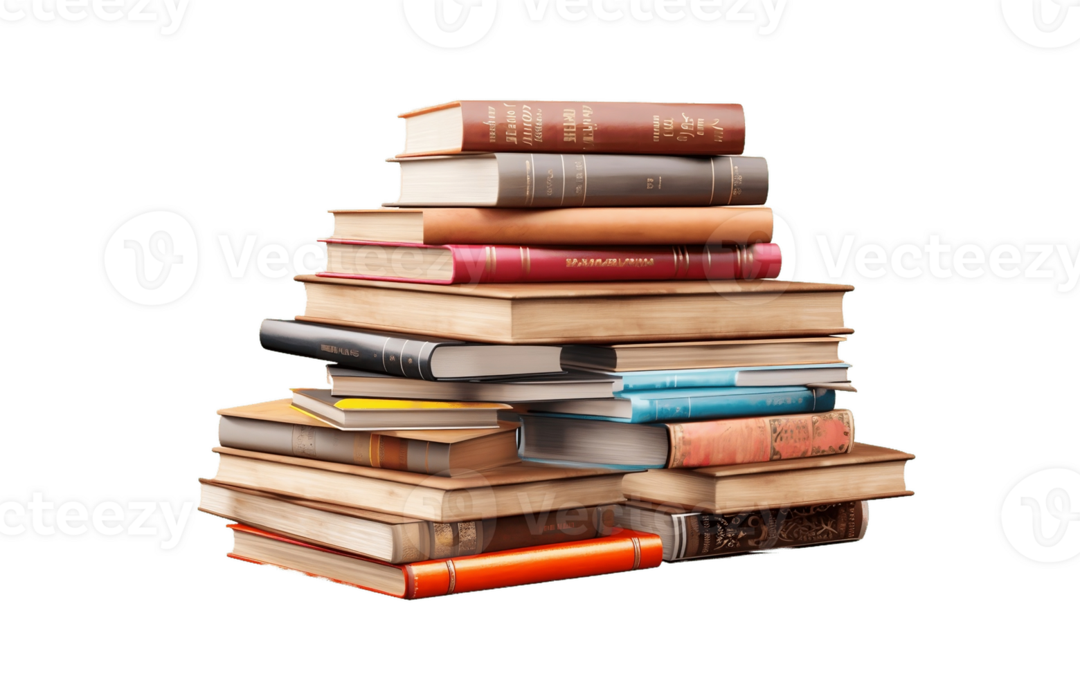 AI generated Reading Material Stack Isolated on Transparent Background png