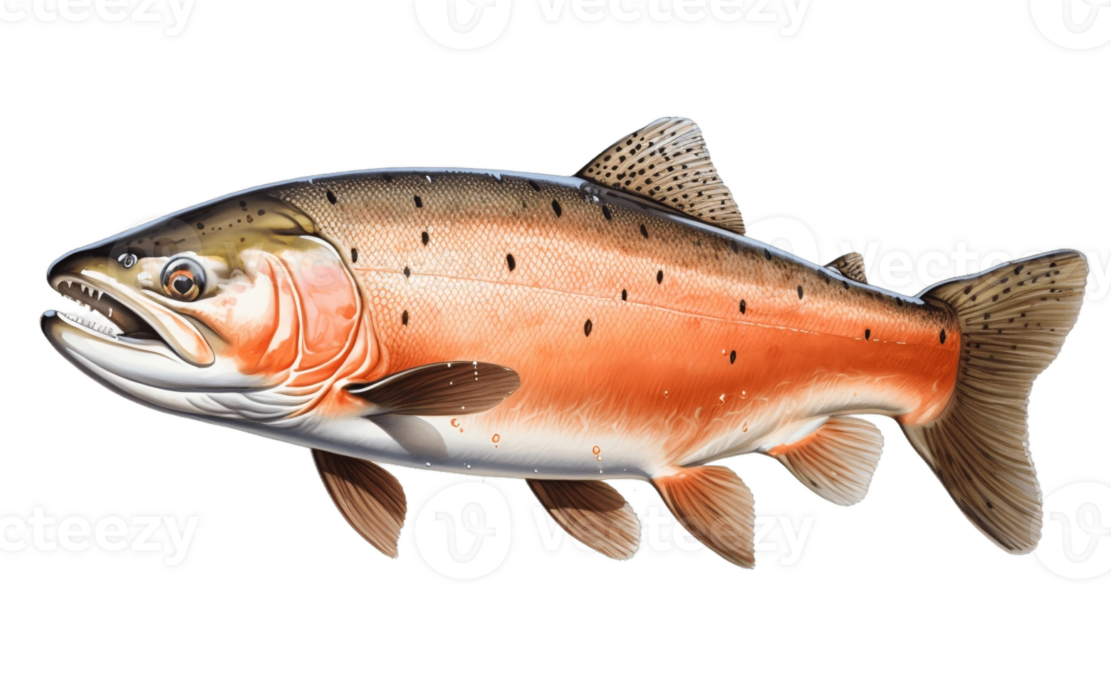 AI generated Transparent Background Salmon Isolated Generative AI png