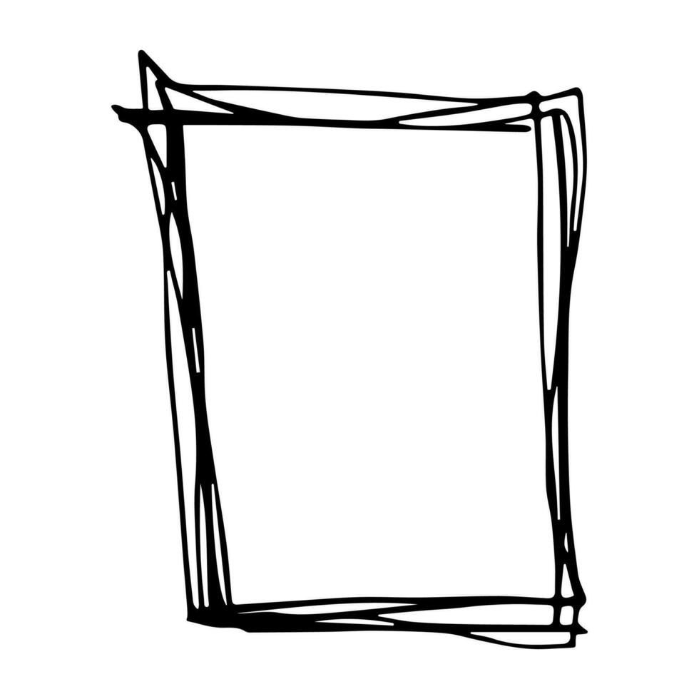 Hand drawn highlight illustration. Marker frame clipart. Ink scribble square. Single element vector
