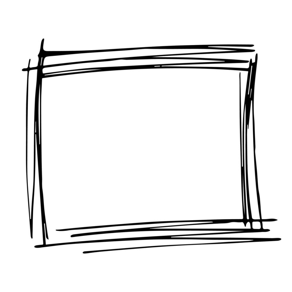 Hand drawn highlight illustration. Marker frame clipart. Ink scribble square. Single element vector