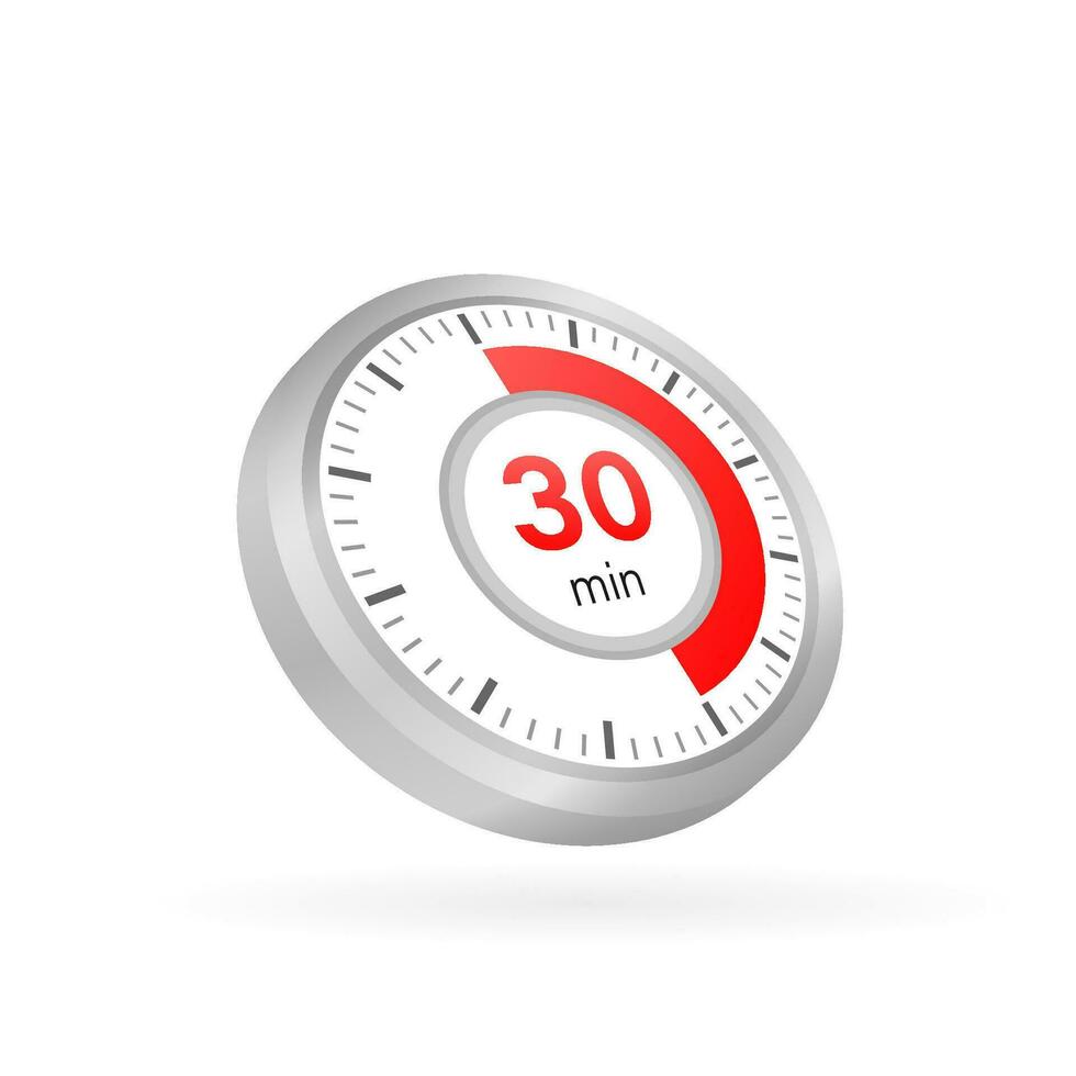 The 30 minutes, stopwatch vector icon. Stopwatch icon in flat style on a white background. Vector stock illustration.