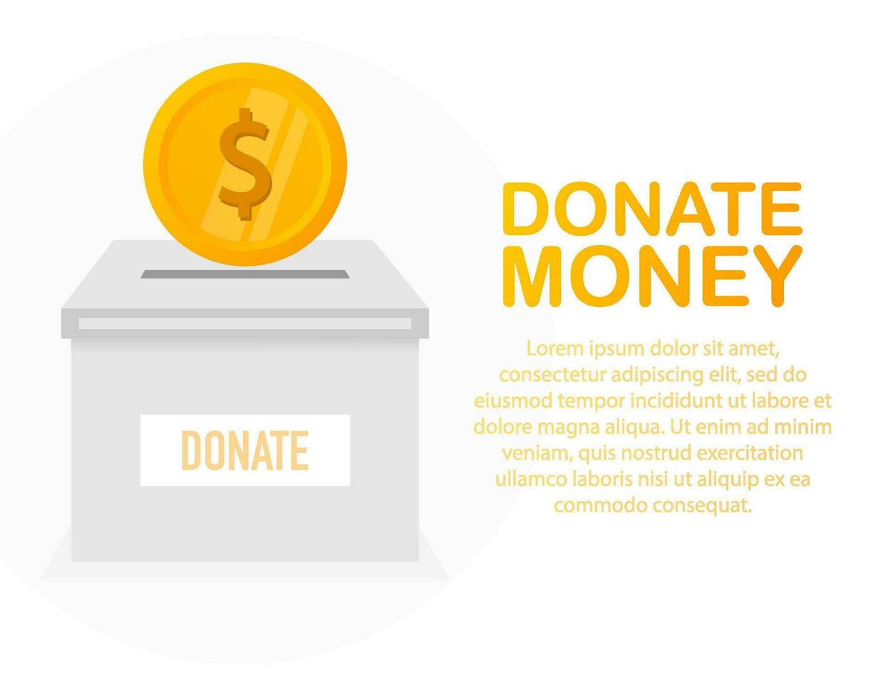 Donation box icon in flat style isolated on background. Vector illustration.