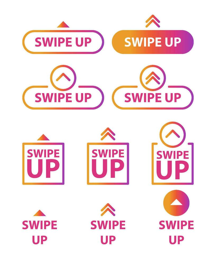 Swipe up, set of buttons for social media. Advertising and marketing in social media application. vector