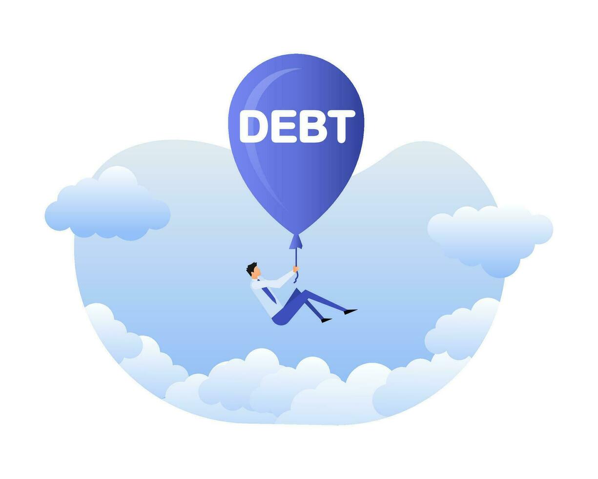 Debt. Businessman carrying. Financial freedom concept. Financial charge and duty. vector