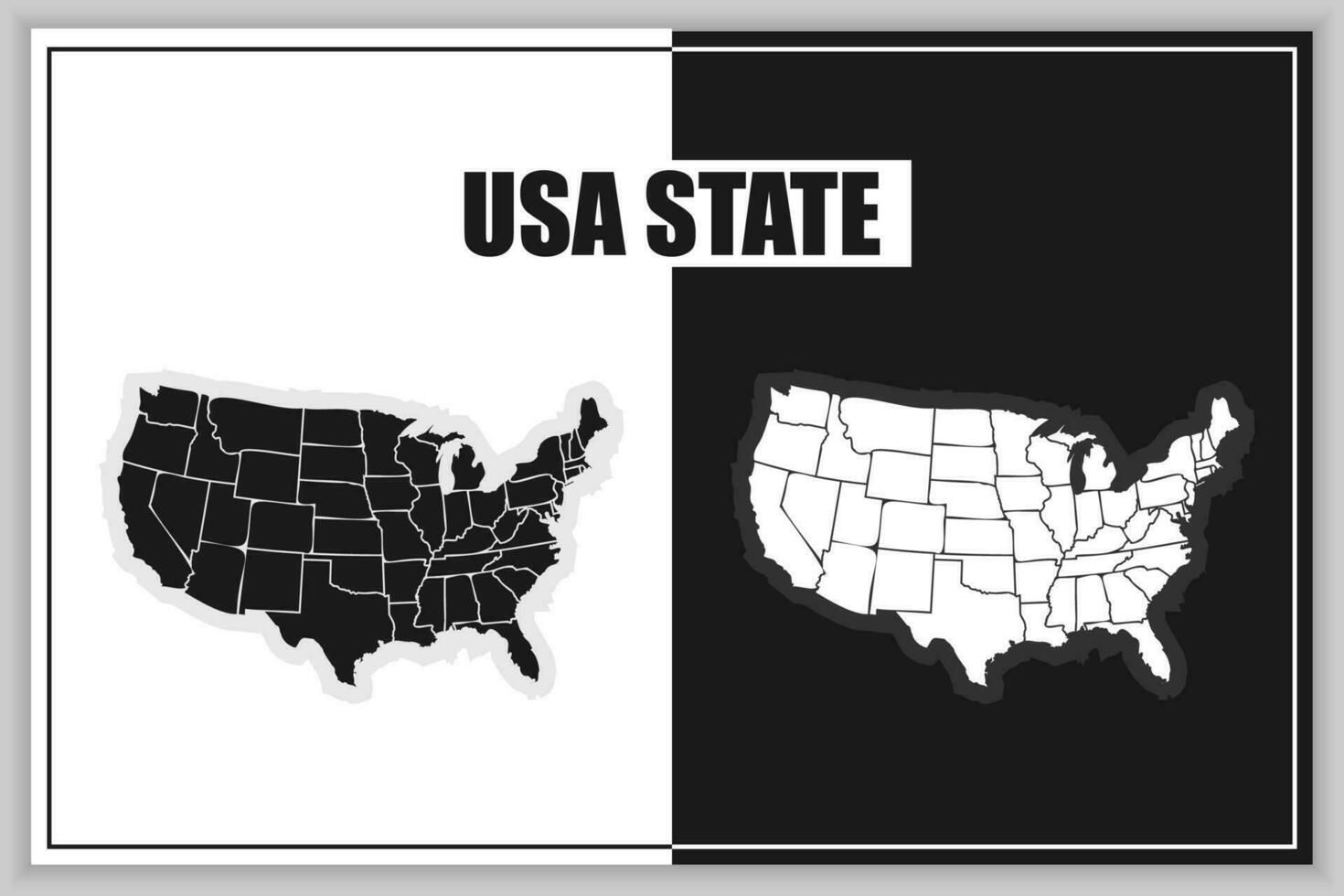 Illustration with black usa state for print design. Silhouette map. Simple illustration vector