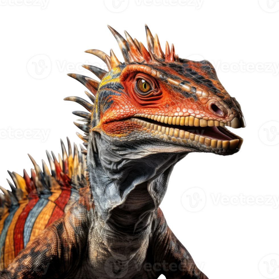 AI generated Dilophosaurus Illustration in Realism, on transparent background. png