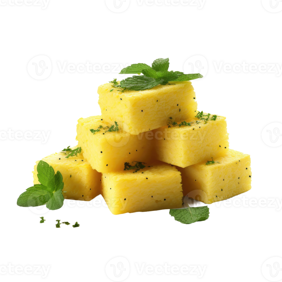 AI generated Delicious Dhokla Dish 3D, on transparent background. png