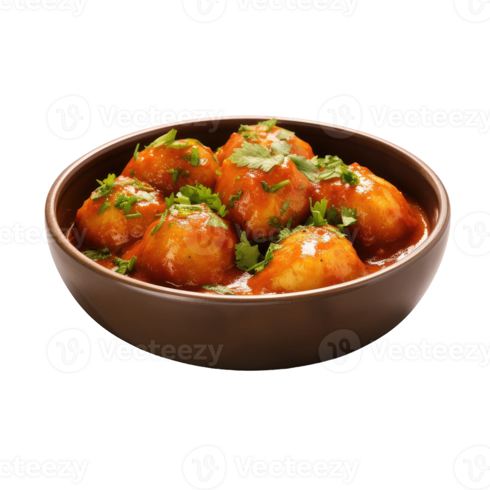 ai generato dum aloo piatto, su trasparente sfondo. png