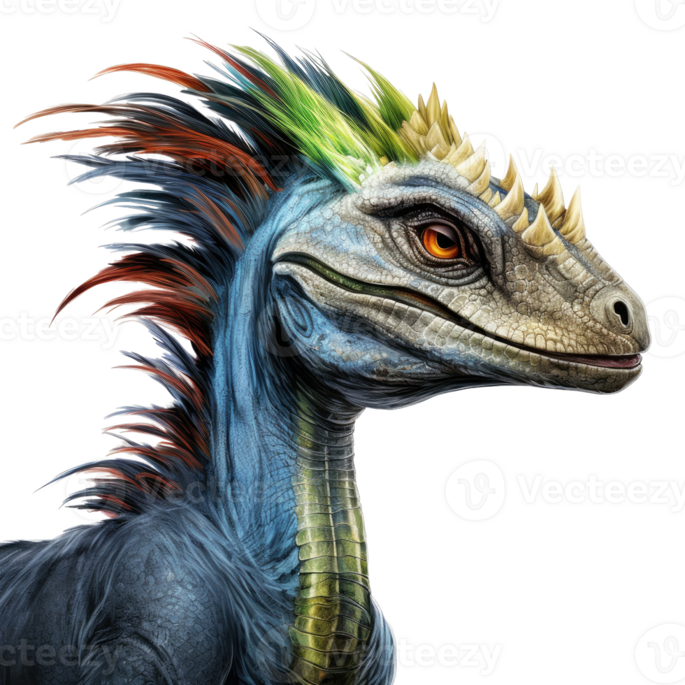 AI generated Dilophosaurus in Realism, on transparent background. png