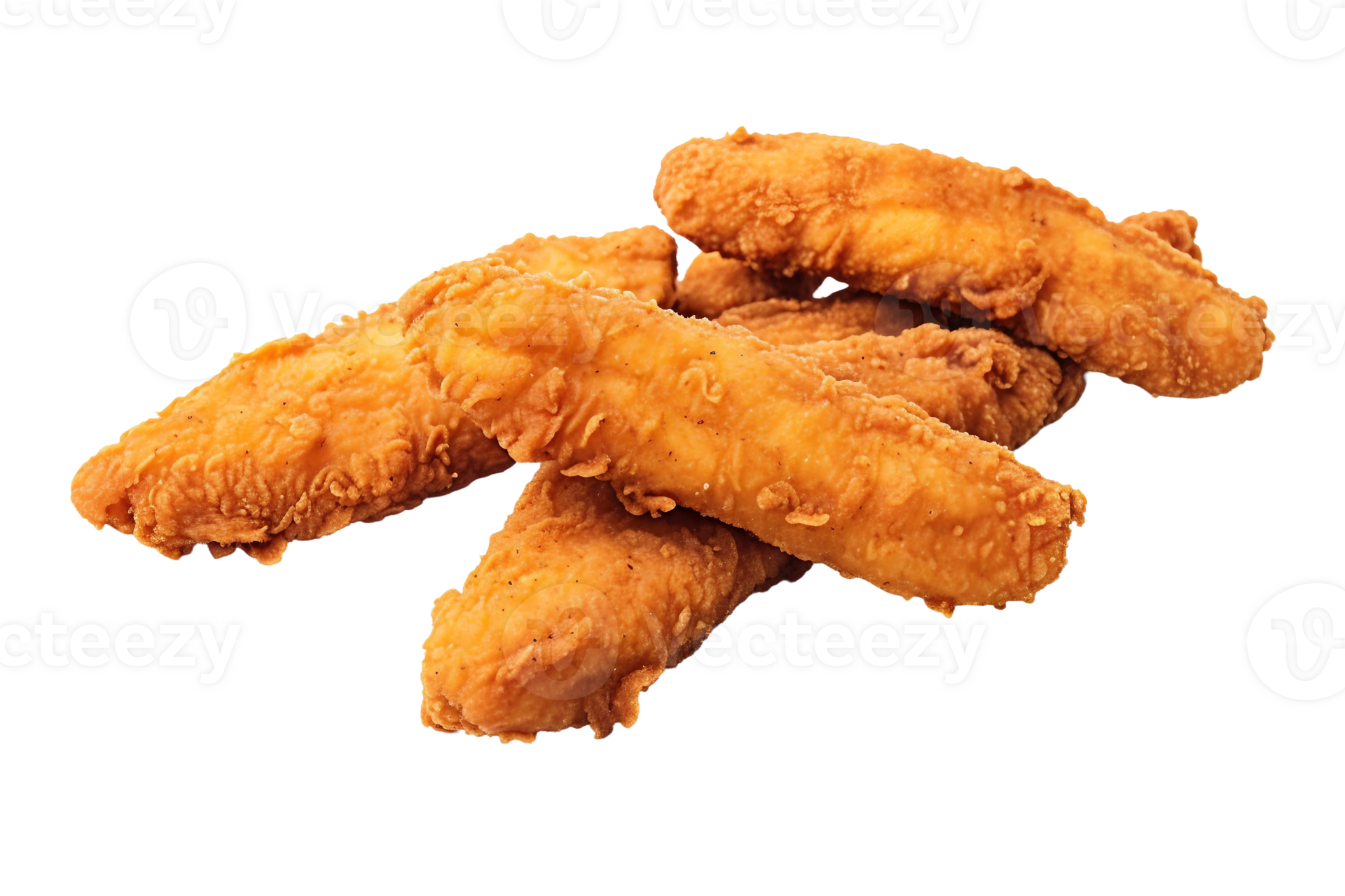 AI generated Golden Crispy Chicken Tenders on Transparent Background