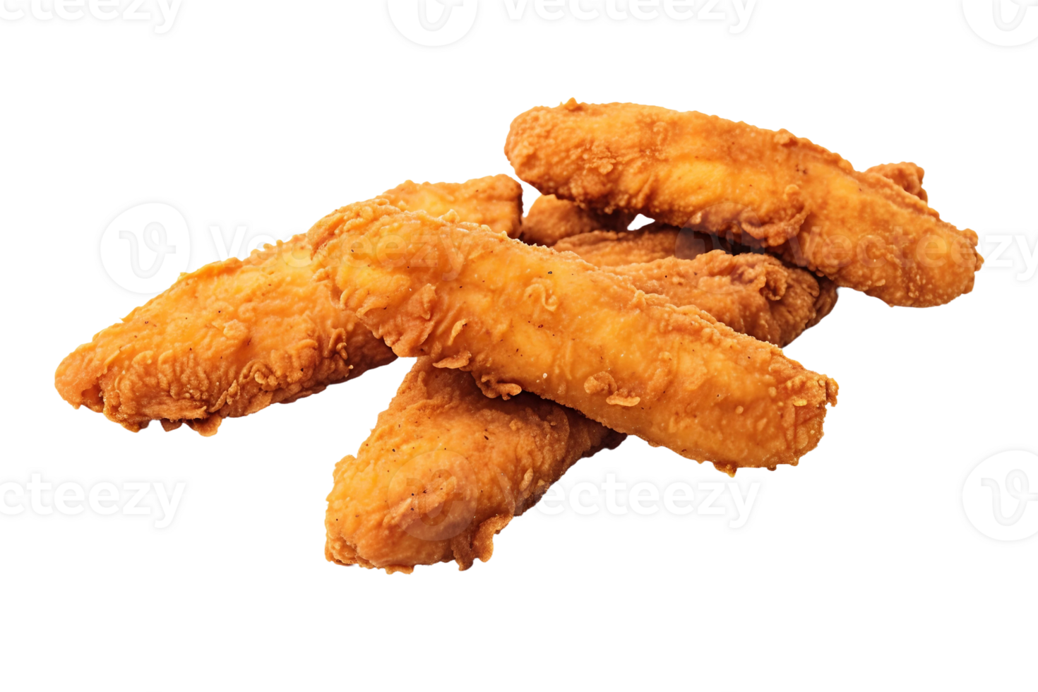 AI generated Golden Crispy Chicken Tenders on Transparent Background png