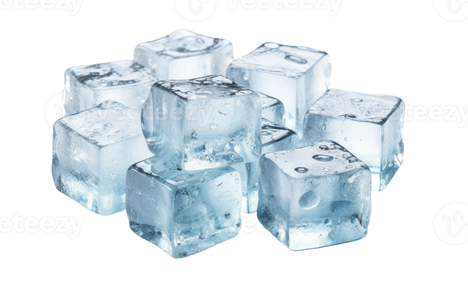 ai généré pétillant la glace cubes sur transparent Contexte png