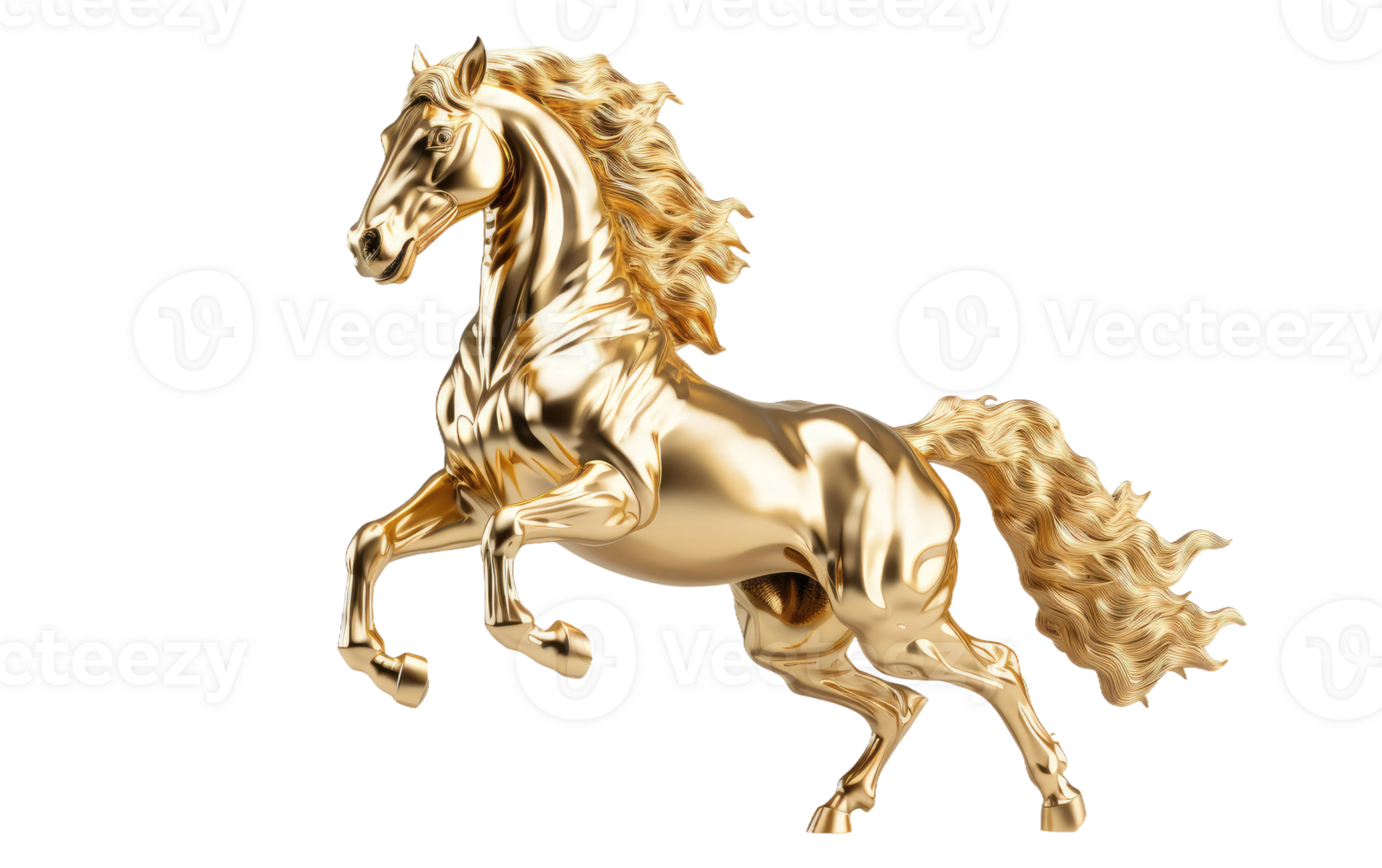 ai généré d'or cheval sculpture sur transparent Contexte png