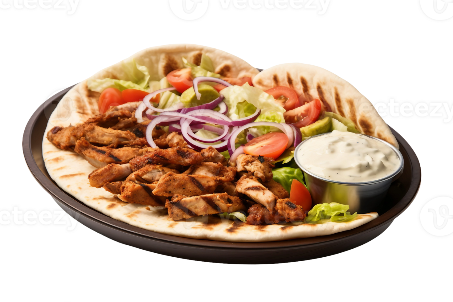 AI generated electable Chicken Shawarma Presentation on Transparent Background png