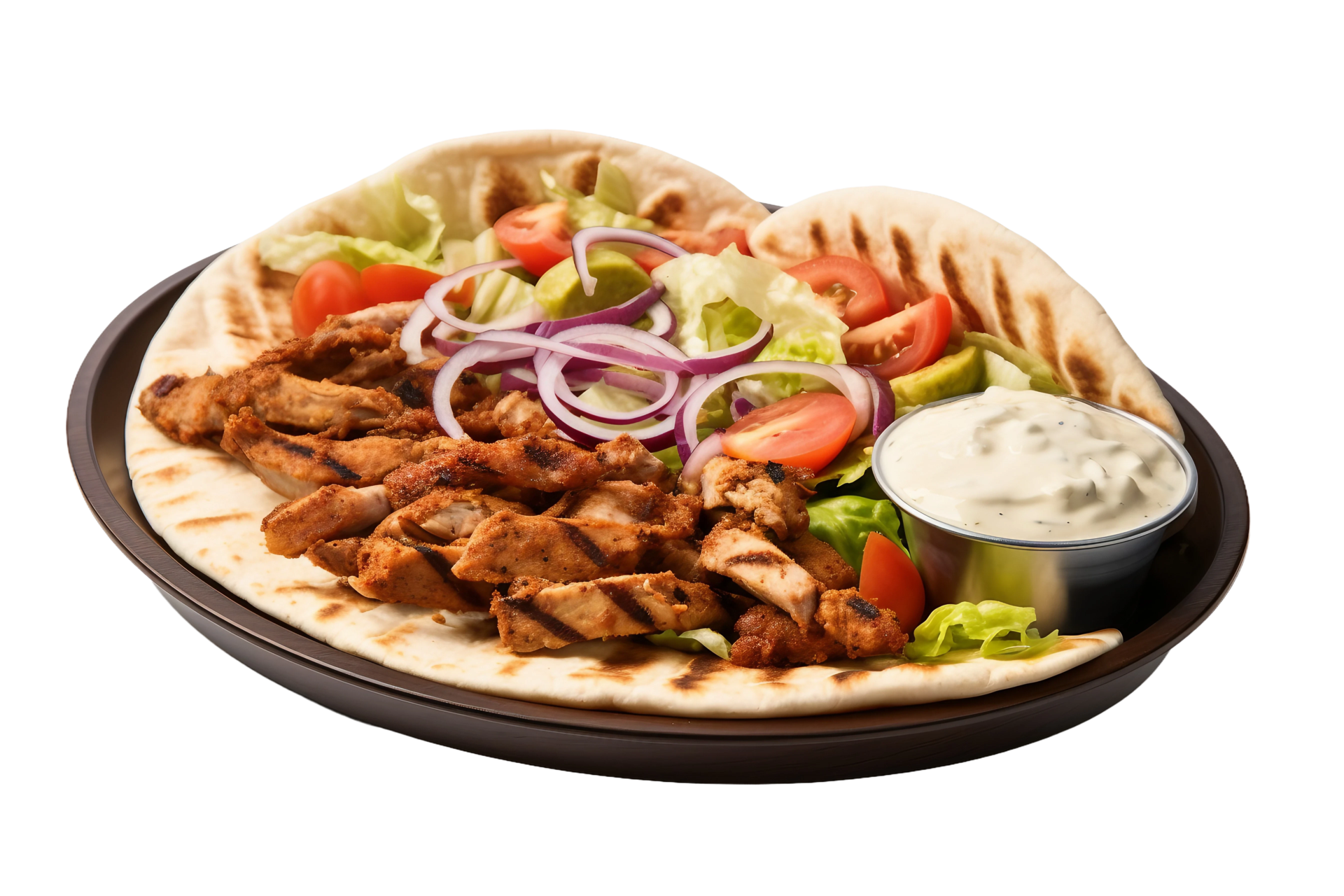 AI generated electable Chicken Shawarma Presentation on Transparent