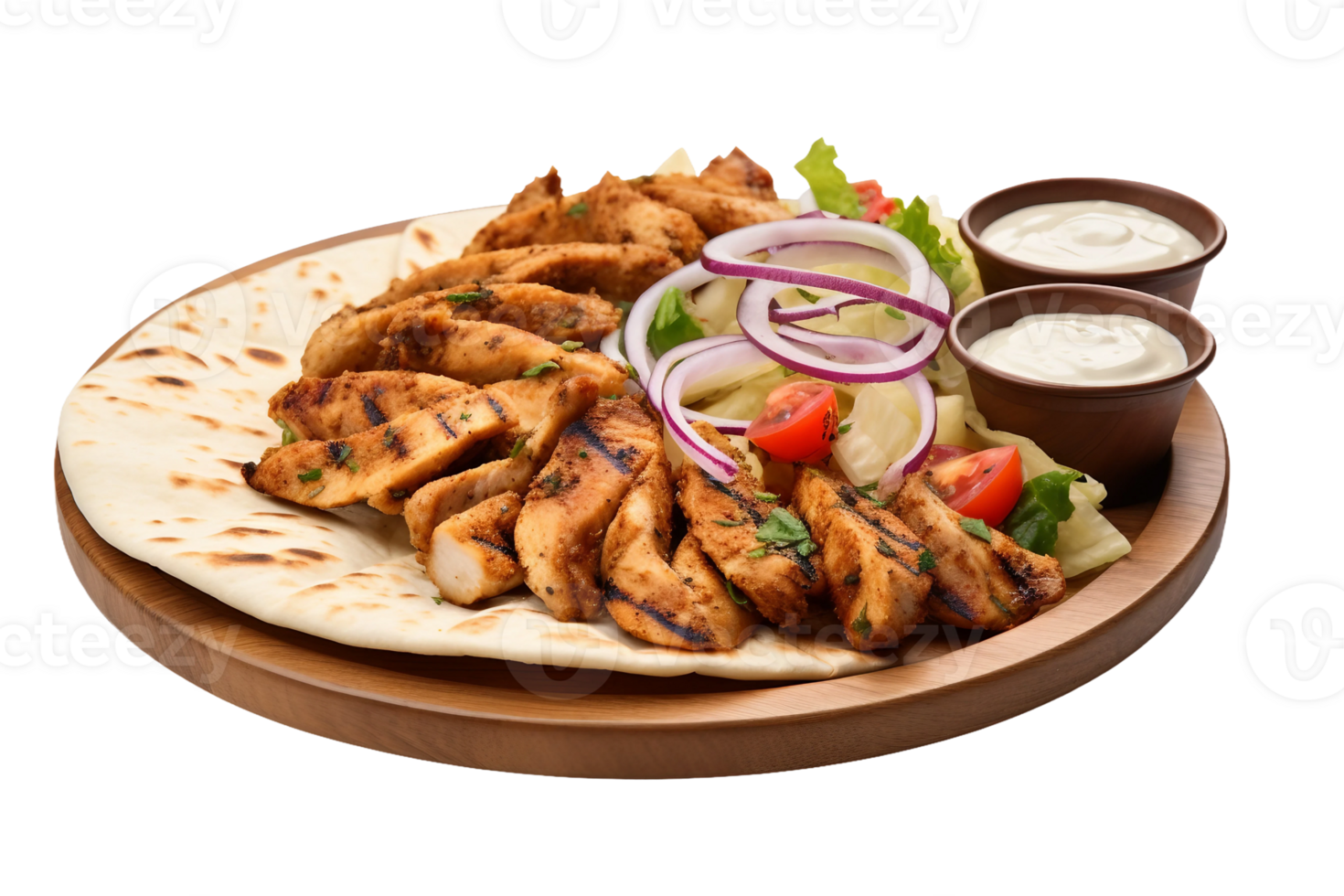 AI generated Succulent Chicken Shawarma Platter on Transparent Background png