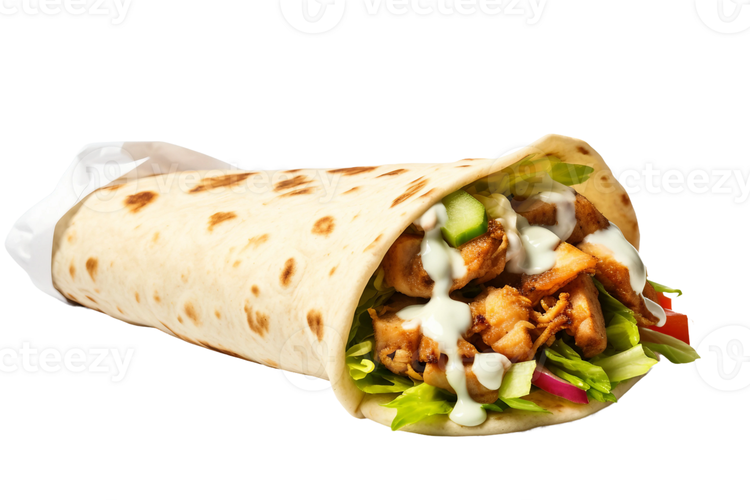 AI generated Flavorful Chicken Shawarma Platter on Transparent Background png