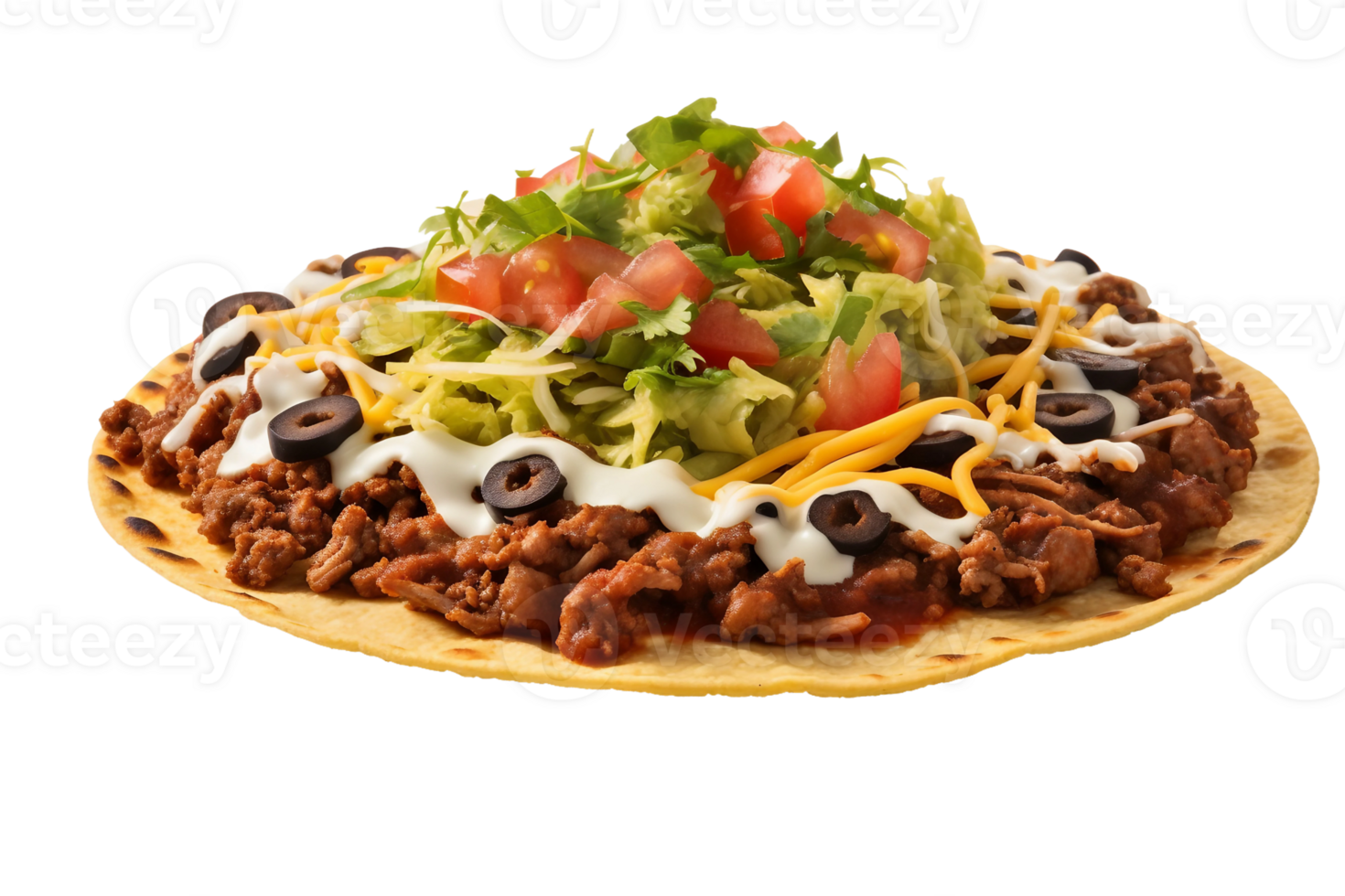 AI generated Delicious Beef and Bean Tostada on Transparent Background png