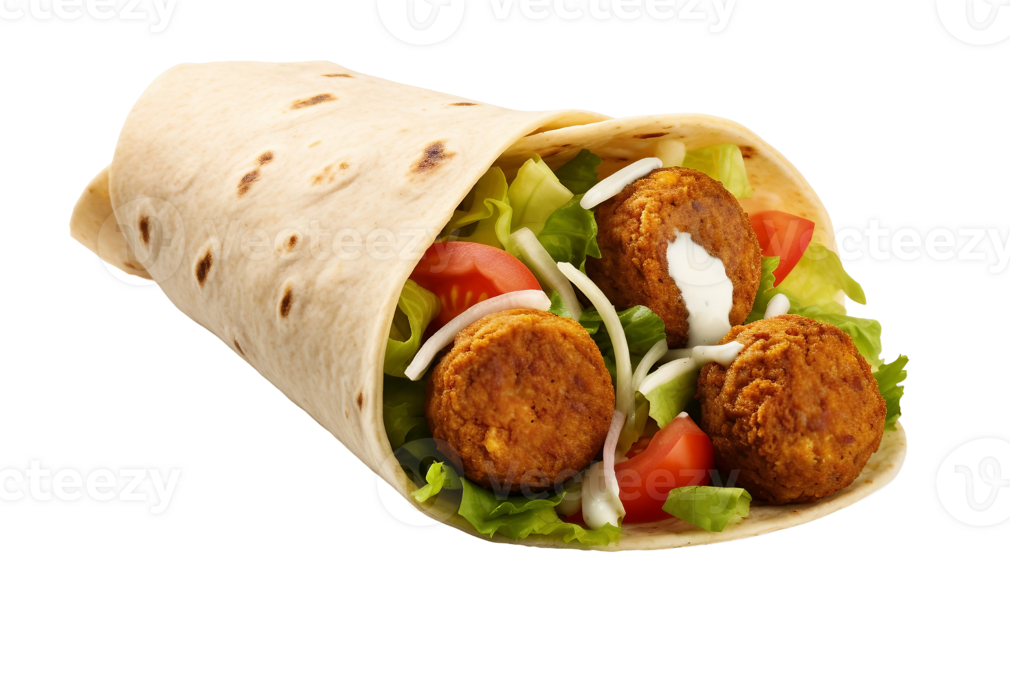 AI generated Delicious Falafel Wrap Combo on Transparent Background png