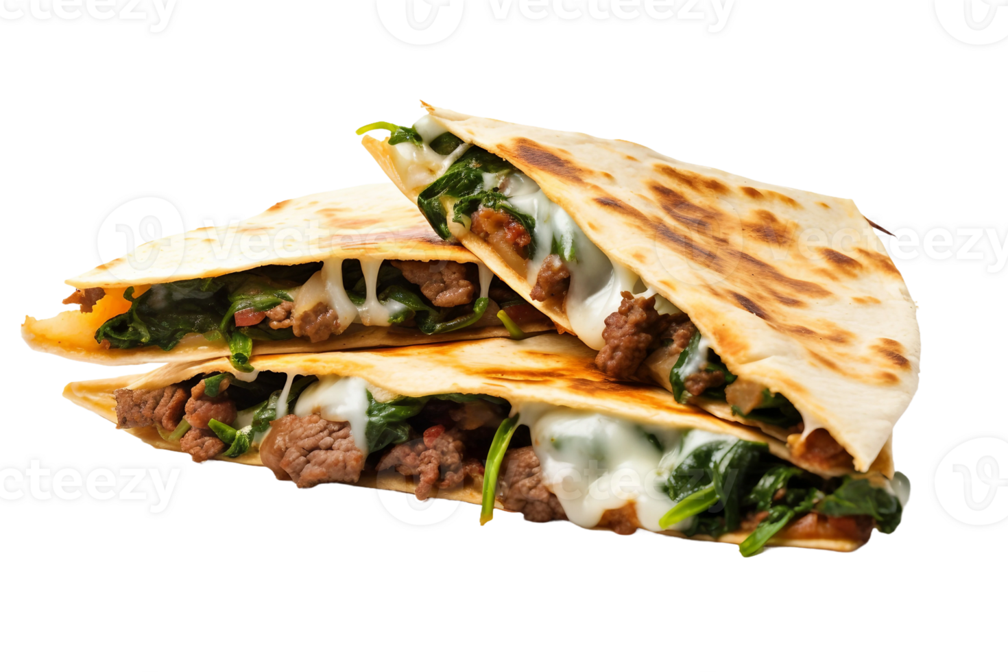 AI generated Mouthwatering Beef and Cheese Quesadilla on Transparent Background png
