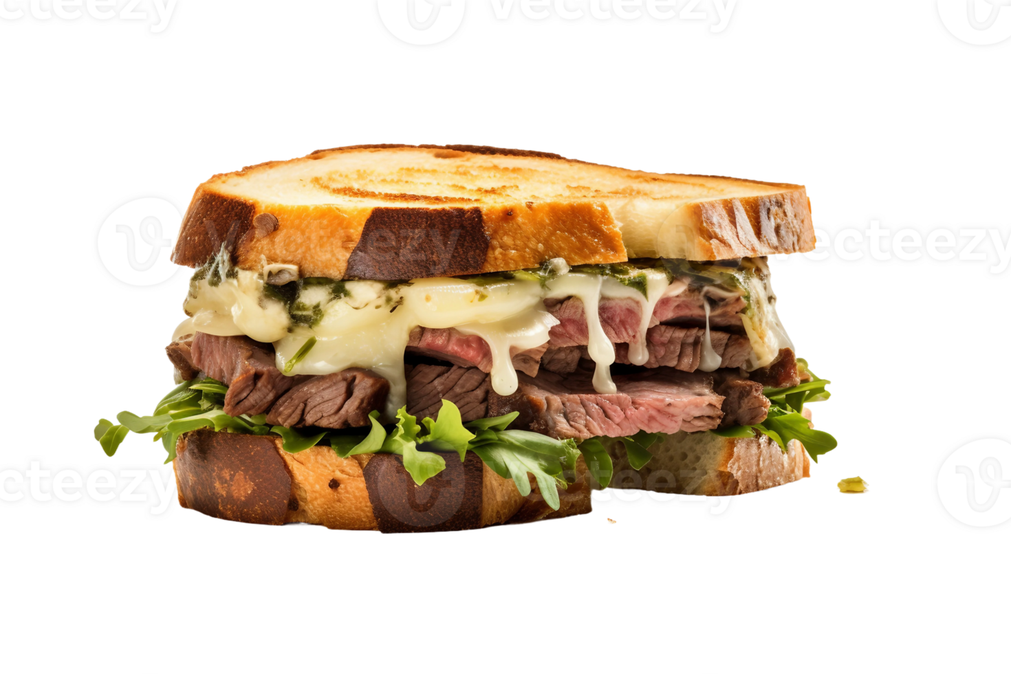 AI generated Delectable Beef and Cheese Sandwich on Transparent Background png