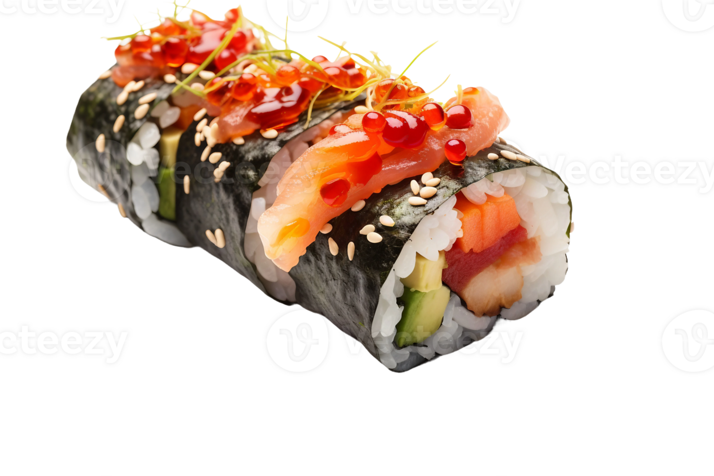 AI generated Vibrant Sushi Platter on Transparent Background png