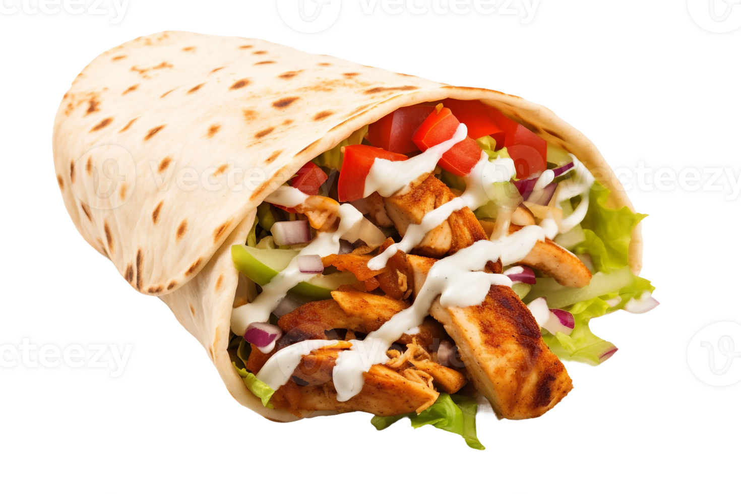 AI generated Savory Chicken Shawarma Delight on Transparent Background png