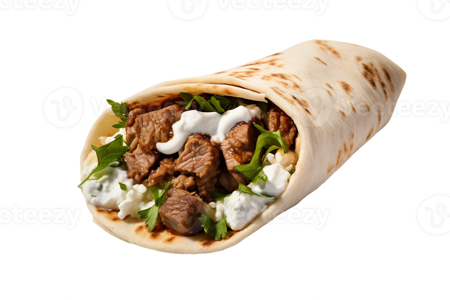 AI generated Gourmet Lamb Gyro on Transparent Background png