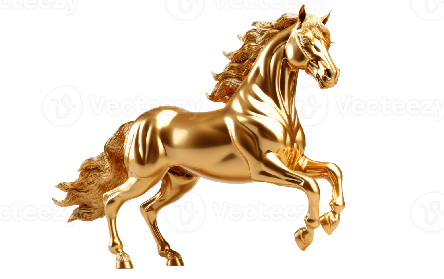 ai gerado dourado cavalo estátua em transparente fundo png