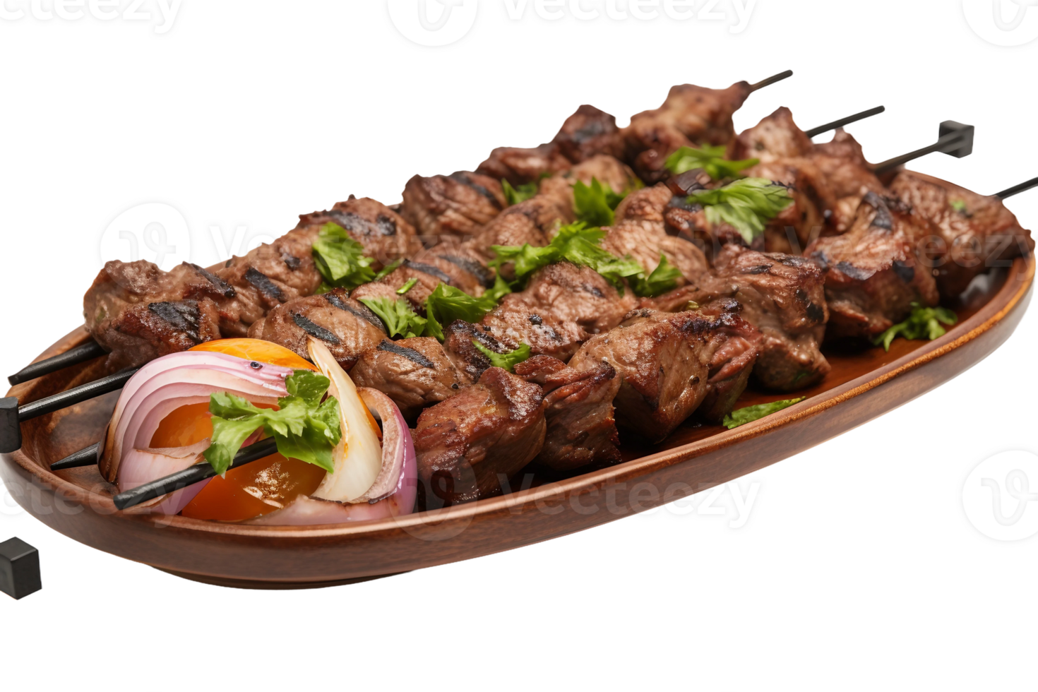 AI generated Flavorful Lamb Kebab Platter on Transparent Background png