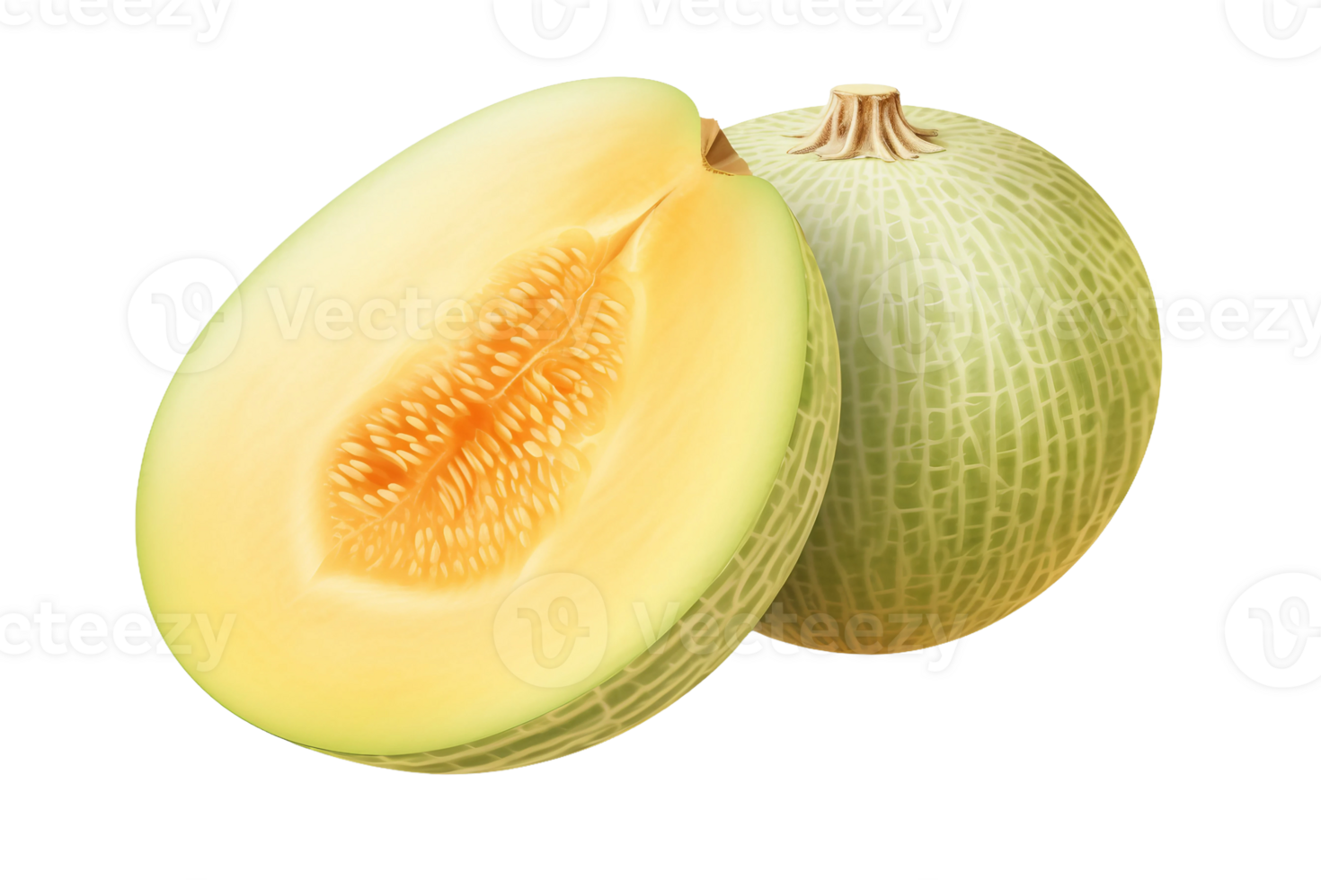 AI generated Sliced Honeydew Melon on Transparent background png