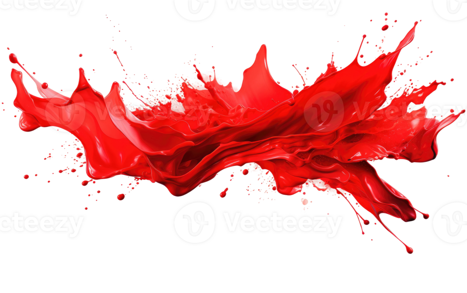 AI generated Red Paint Brush Splash on Transparent background png