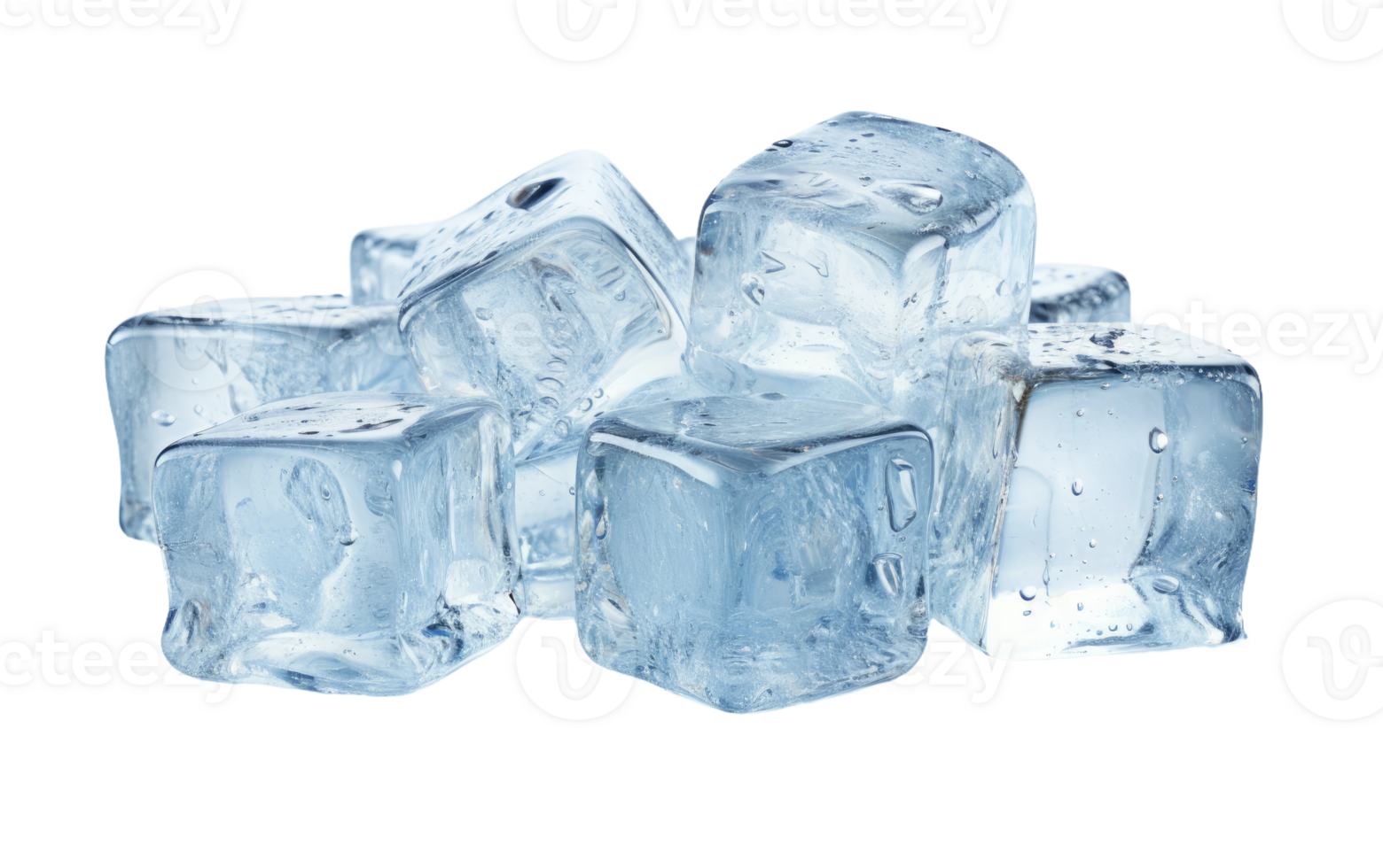 AI generated Shimmering Ice Cubes on Transparent background png