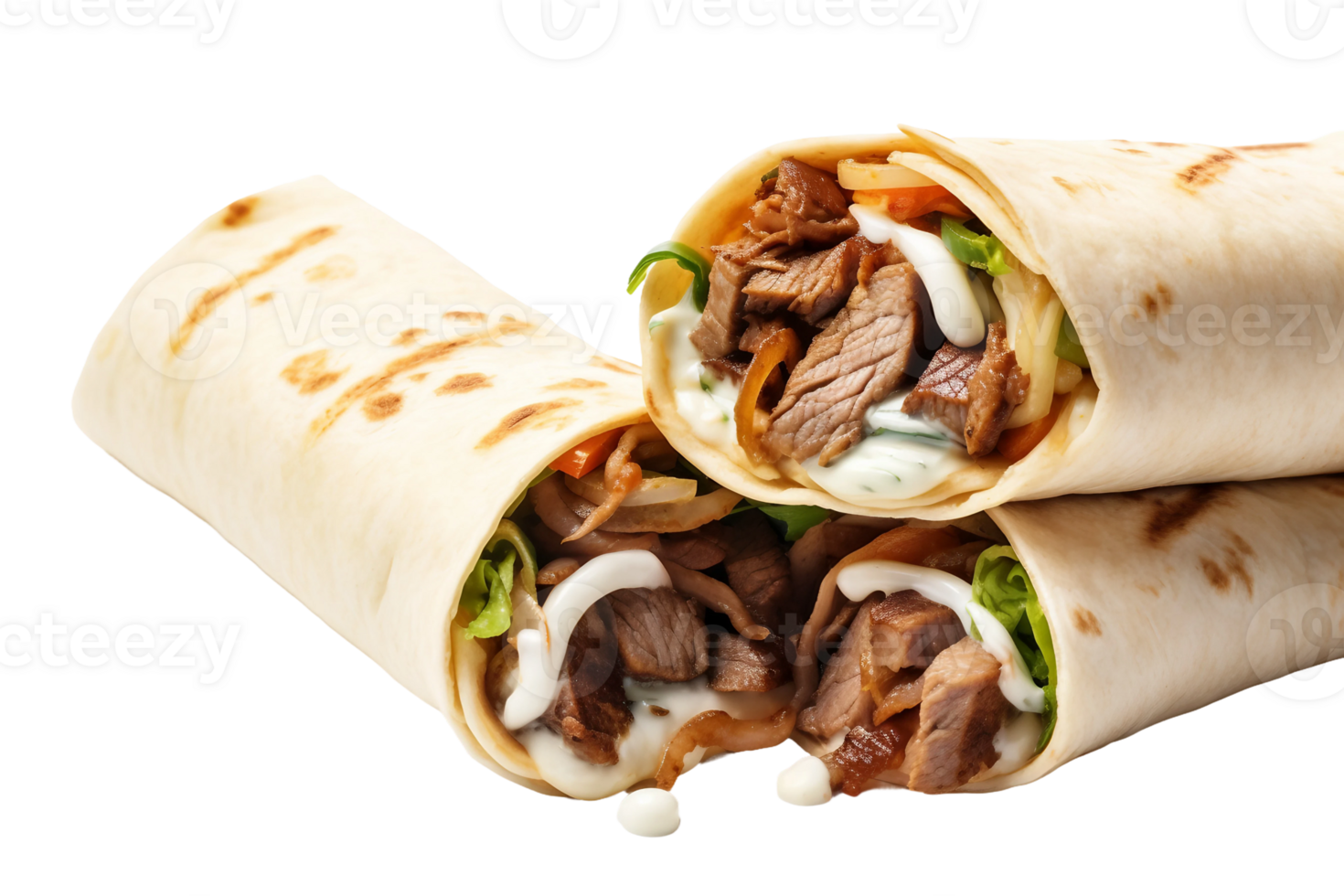 AI generated Delicious Beef Shawarma on Transparent Background png