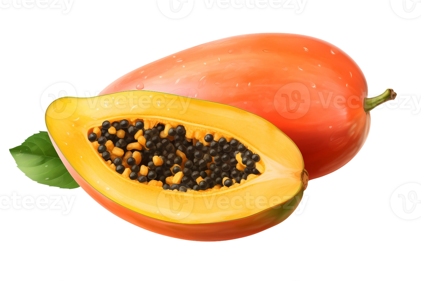 AI generated Vibrant Papaya Illustration on Transparent background png