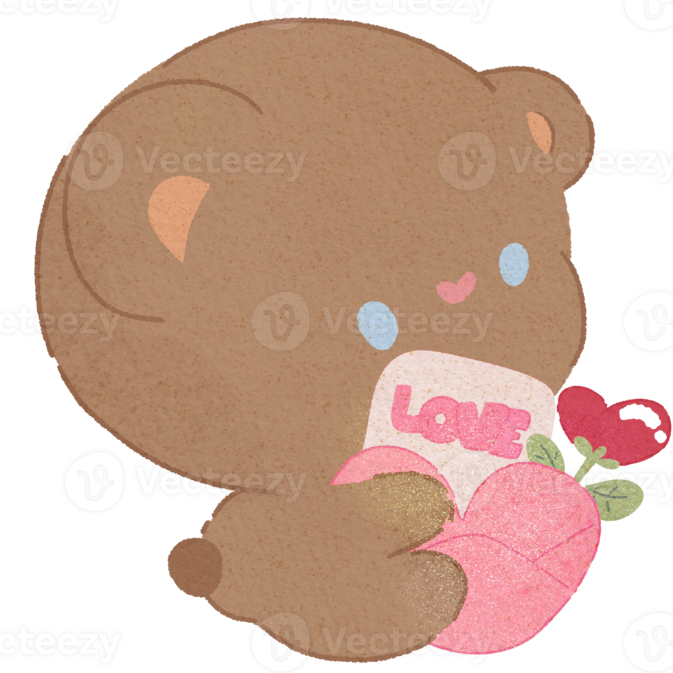 San Valentino carino orsacchiotto orso Tenere un Busta con cuore per San Valentino giorno png