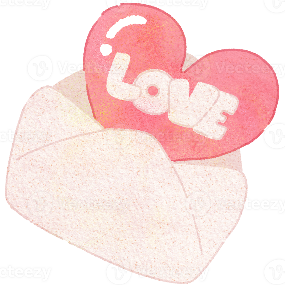 Valentine Cute Envelope With Heart For Valentine's Day png